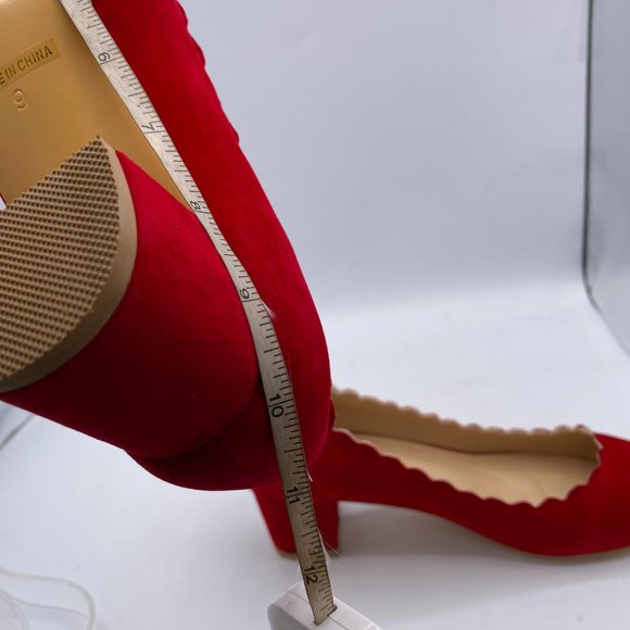 FSJ Chunky Cute Dress Shoes Scalloping Round Toe - Picture 9 of 10